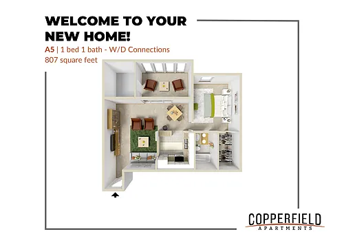 Floor plan A5 Renovated with Washer and Dryer Connections