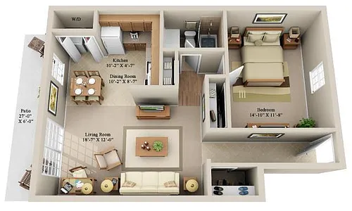Floor plan 1 BDRM DOWN