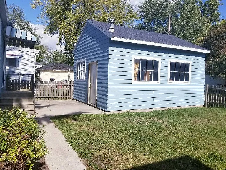Back yard and garage
