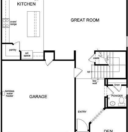1st floor is an open design that has the main floor bedroom and full bath room (not the den).