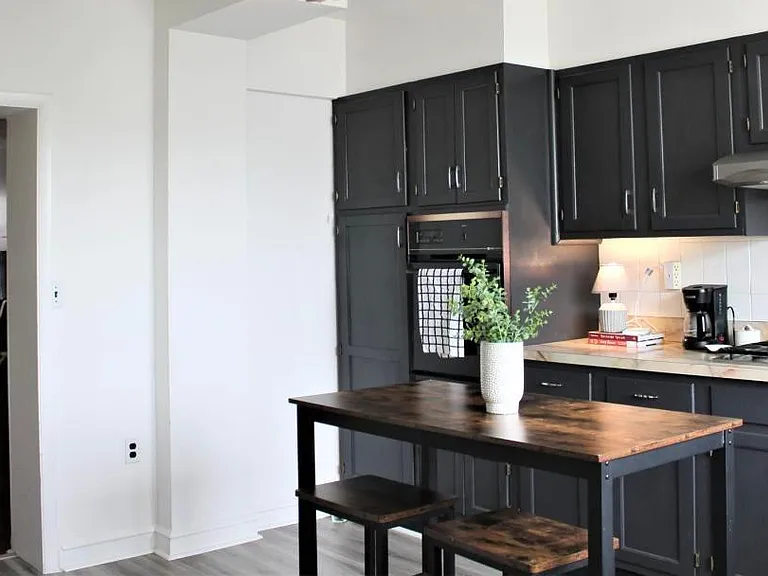 Kitchen facing dining area