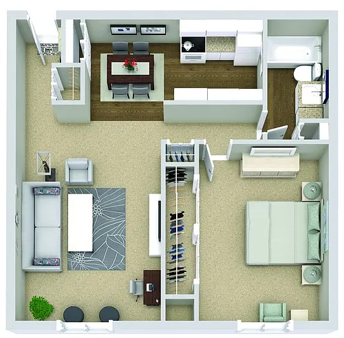 Floor plan 1 Bedroom 1 Bath