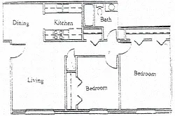 Floor plan 2 Bed 1 Bath