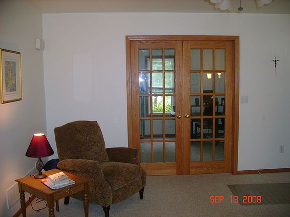 view of living room & office