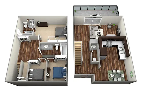 Floor plan 3 beds 2 baths