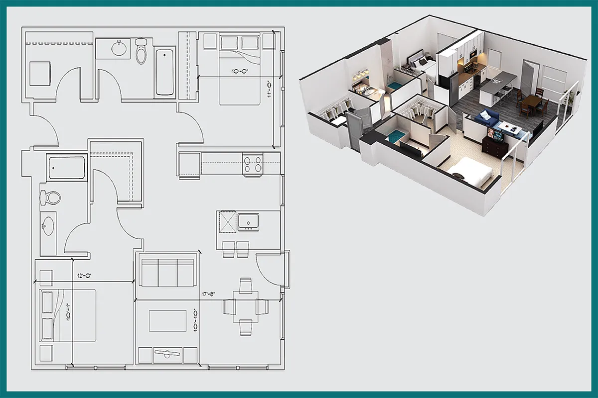 Floor plan Two Bedroom / Two Bath / c