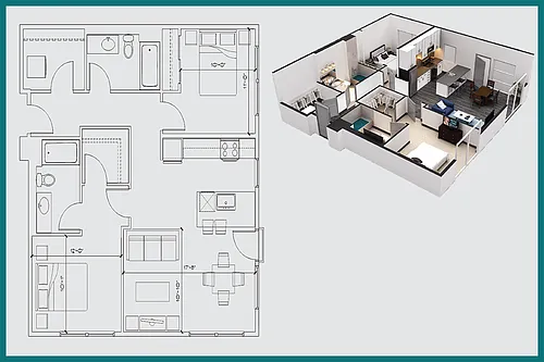 Floor plan Two Bedroom / Two Bath / c