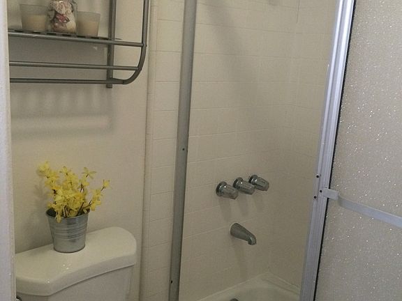 Bathroom toilet, shower & tub combination. This considerate