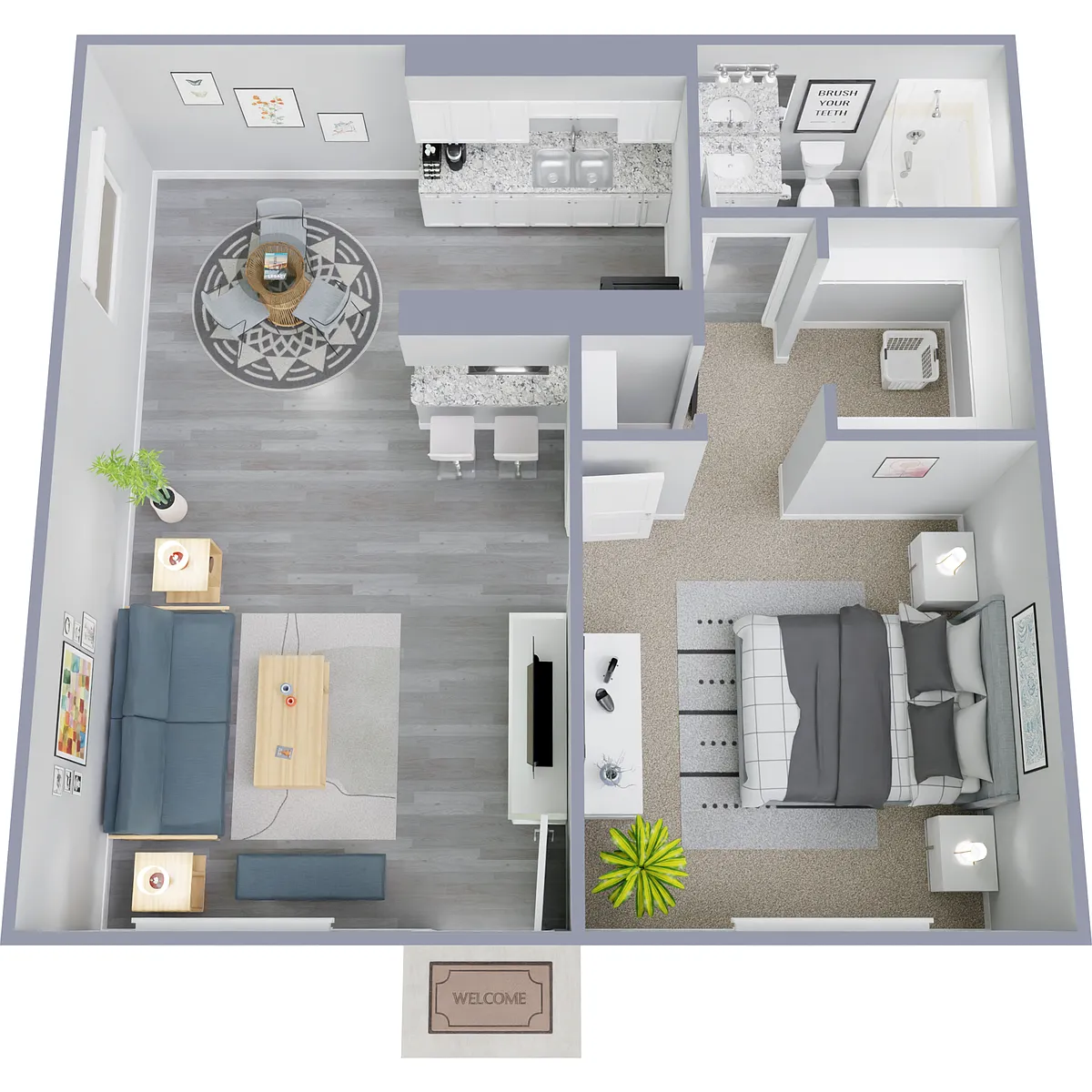 Floor plan 1BD, 1BTH 625