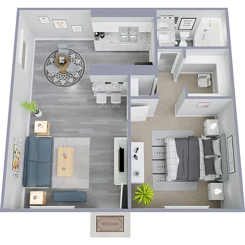 Floor plan 1BD, 1BTH 625