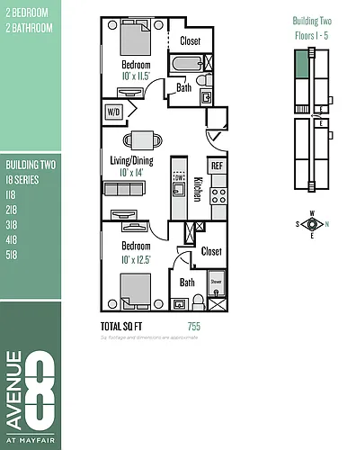 Floor plan 18 Series 2 Bedroom / 2 Bath