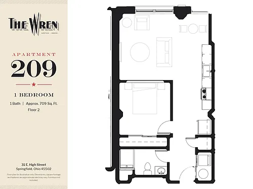 Floor plan WREN-209-1BED-H
