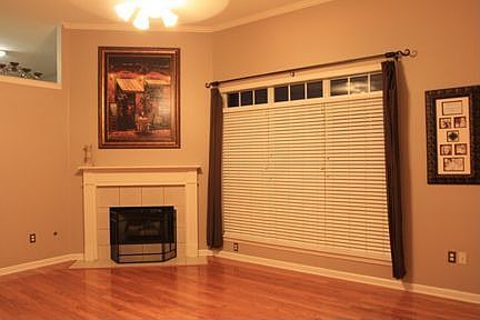 living room with gas fireplace