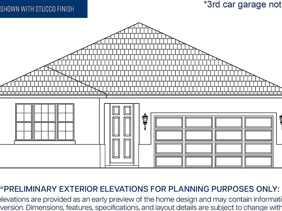 Kennedy 3-Car elevation 1 3rd car garage not depicted