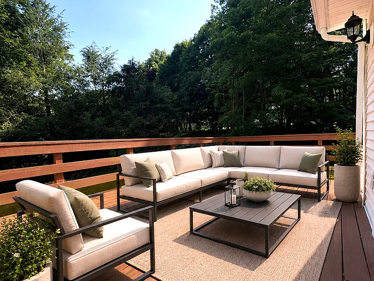 enjoy lounging on this outdoor deck!