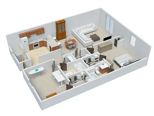 Floor plan 2 BD 2 BA Flat