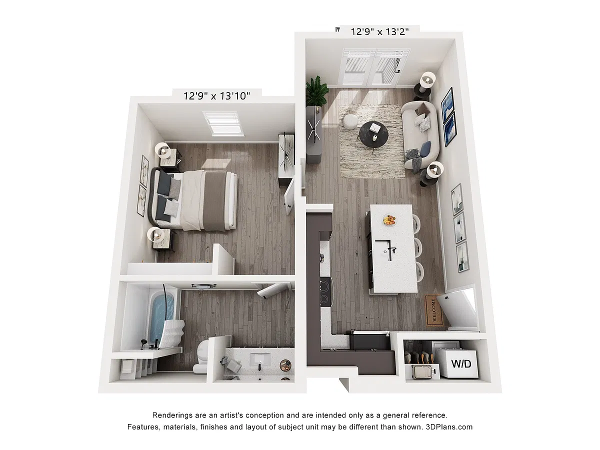 Floor plan 1 Bedroom 626