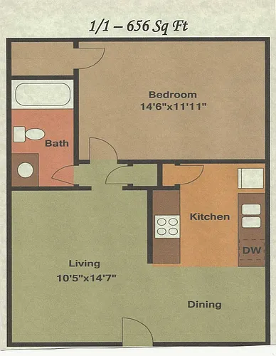 Floor plan One bed one bath