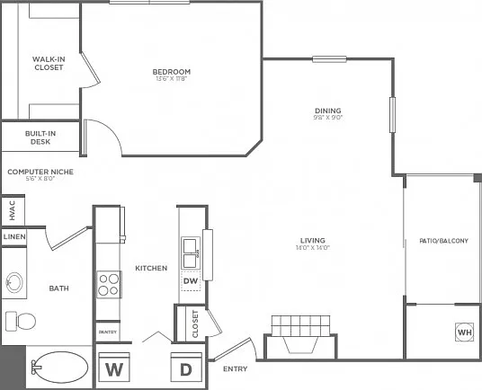 One Bedroom One Bath (850 SF) One Bedroom One Bath (850 SF)