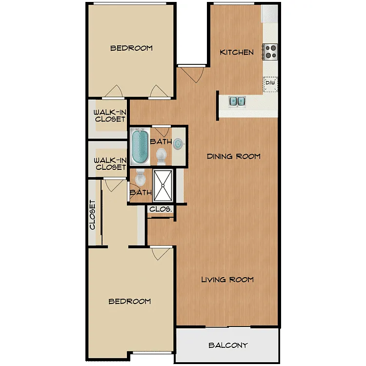 Floor plan 2 Bed 2 Bath