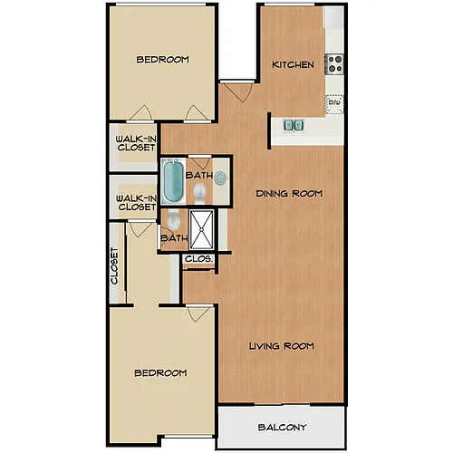 Floor plan 2 Bed 2 Bath