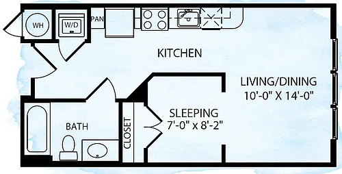 Floor plan Cornerstone S5 Studio 1 Bath