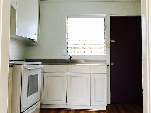 Kitchen with door closed.
