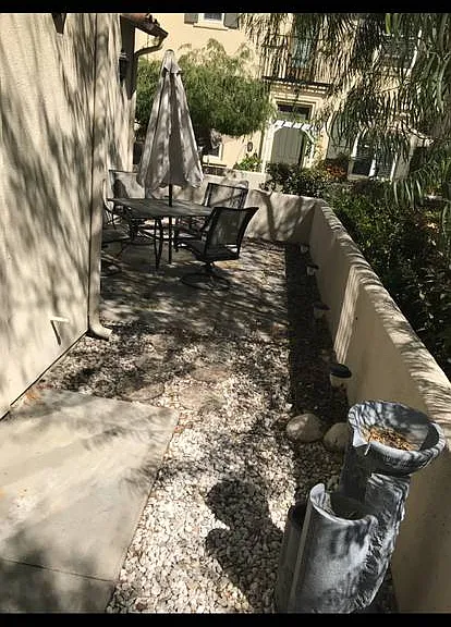 Wrap around patio facing courtyard