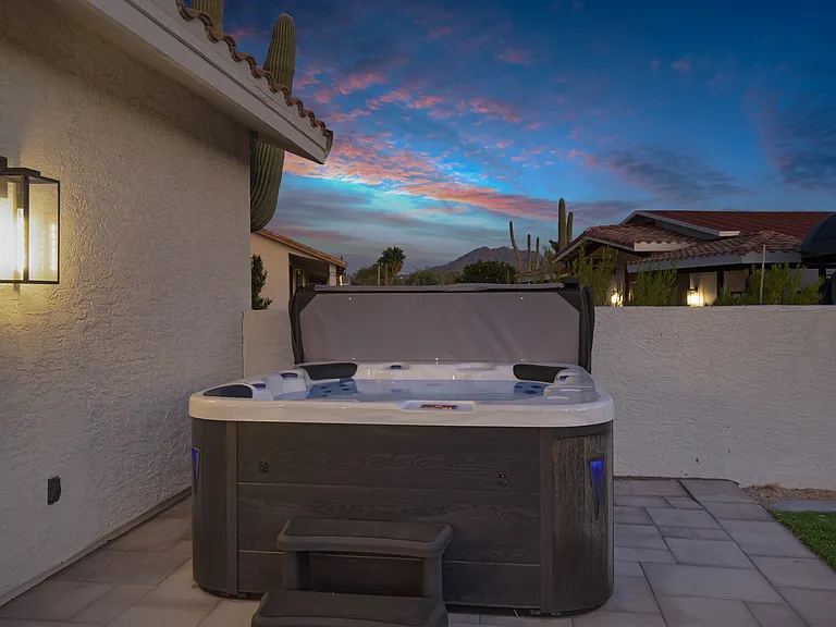 Hot tub at sunset