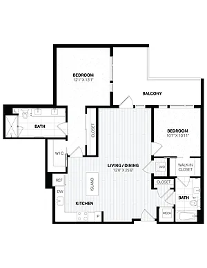 Floor plan 2 Bed/2 Bath-E9