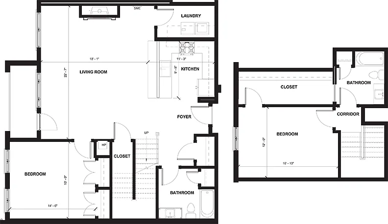 Floor plan Two Bedroom Townhome