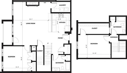 Floor plan Two Bedroom Townhome