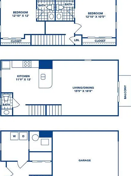2 Bedroom | 2.5 Bath | 1275 SF 2 Bedroom | 2.5 Bath | 1275 SF