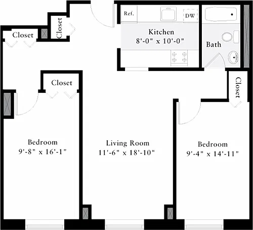 Floor plan The Lofts 2 Bedrooms F