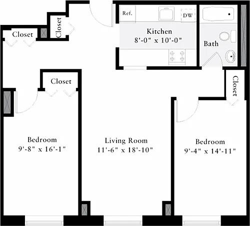 Floor plan The Lofts 2 Bedrooms F