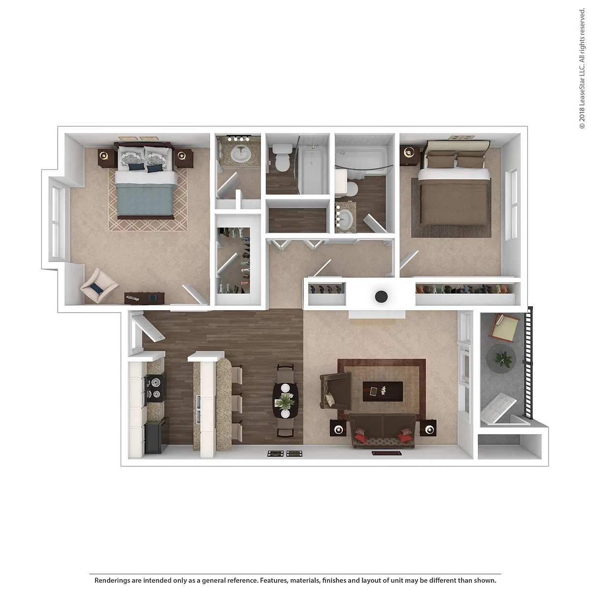 Floor plan B3 - Two Bedroom Two Bath
