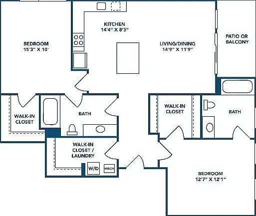 2 Bedroom | 2 Bath | 965 SF 2 Bedroom | 2 Bath | 965 SF