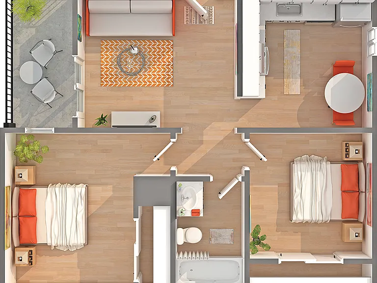Marina | 2-Bedroom Floorplan Marina | 2-Bedroom Floorplan