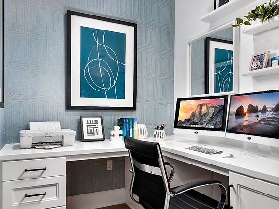 An image of the home office in the Plan 3 Model Home at Villas.