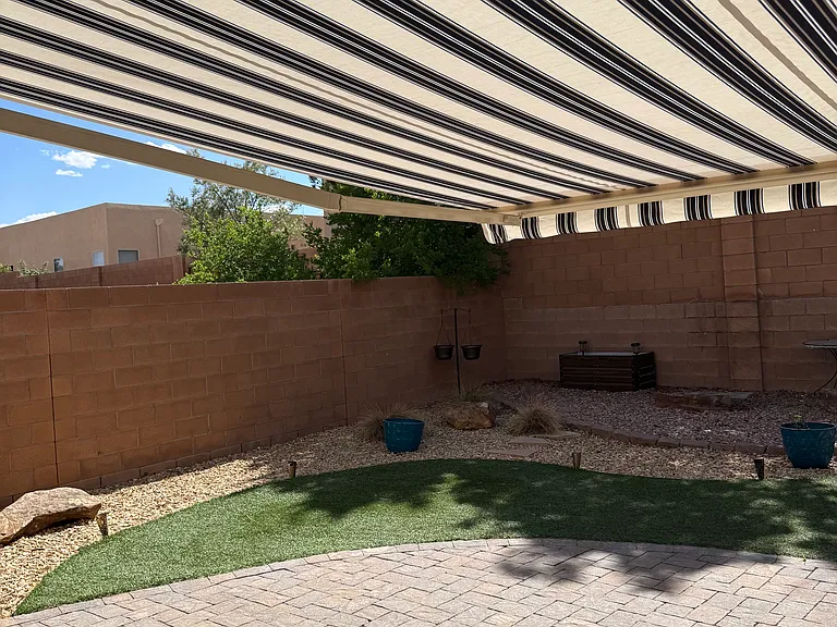 outdoor space with awning