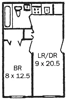 Floor plan 1 Bed Studio