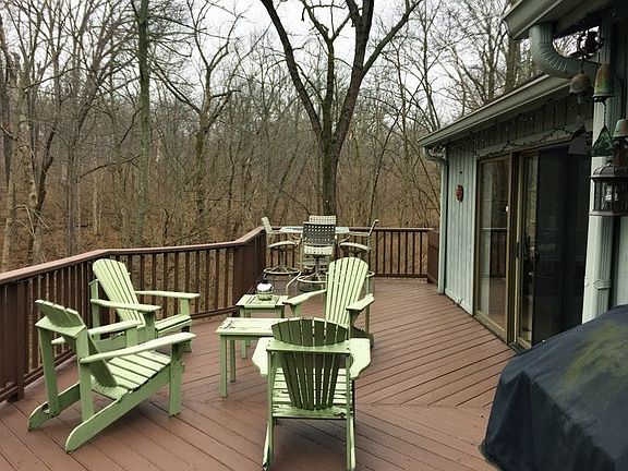 Back deck with woods and privacy