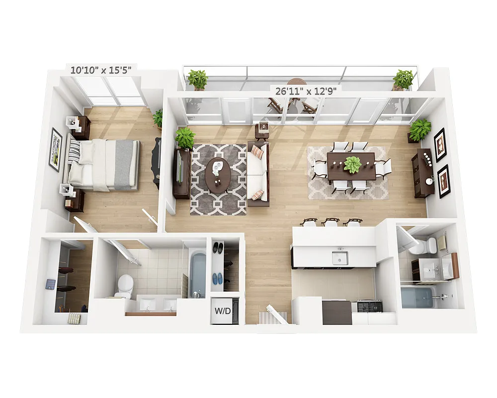 Floor plan One Bedroom (A2A-808)