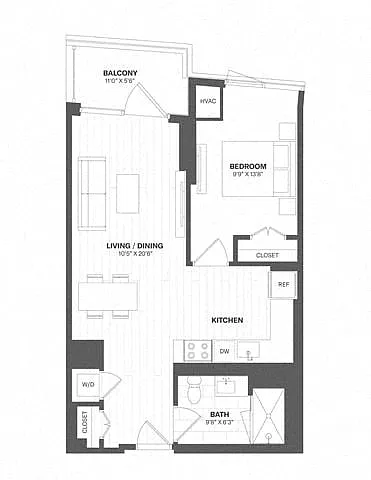 Floor plan 1 Bed/1 Bath-a42