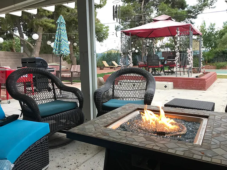 Lounge area with firepit.