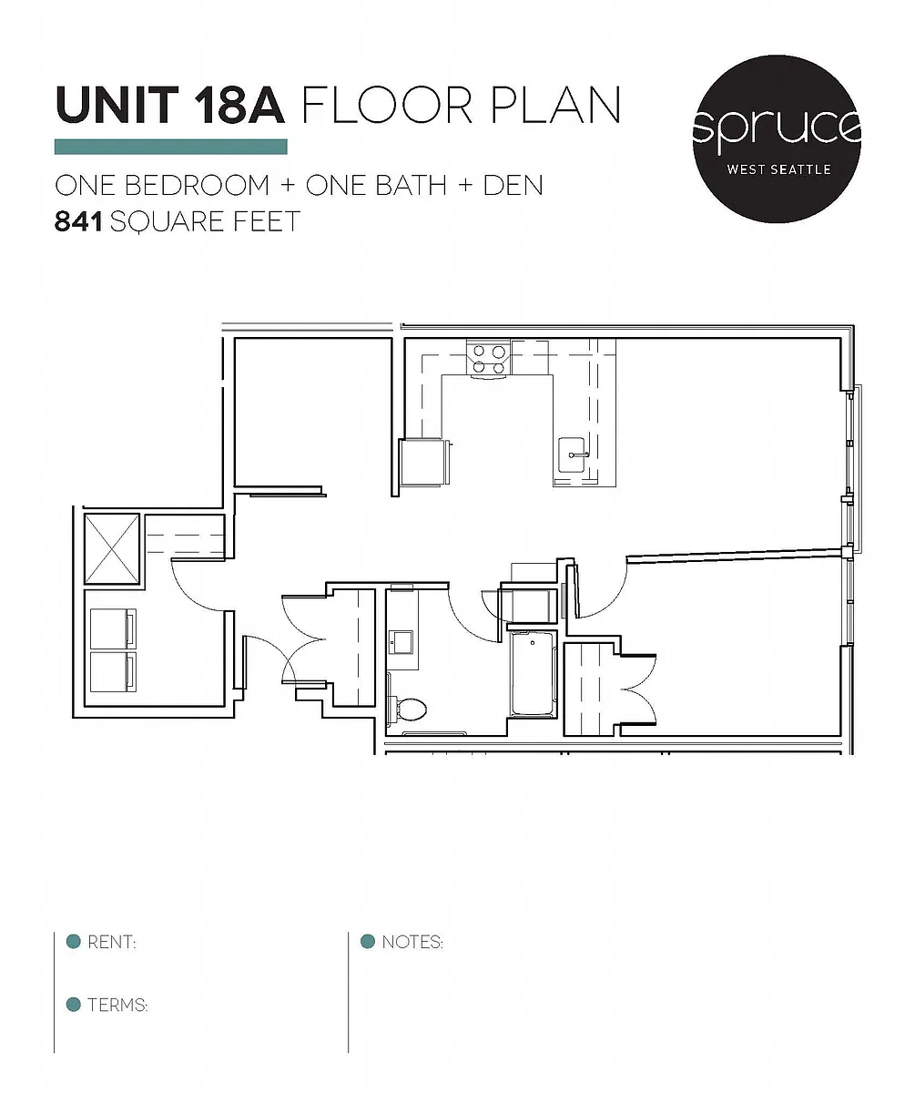 Floor plan 1x1 + Den - 18a