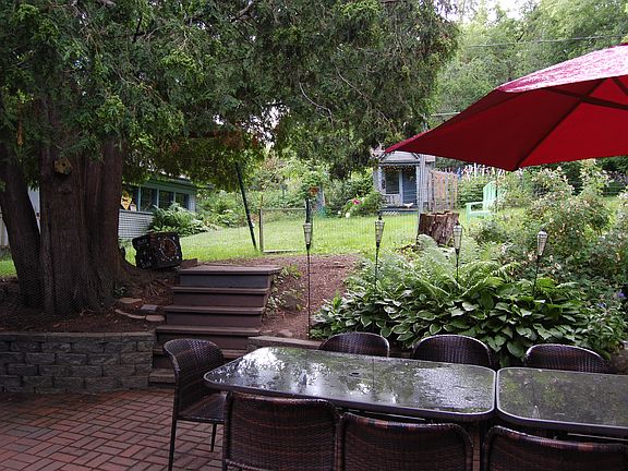 Back yard w/ gardens & shed