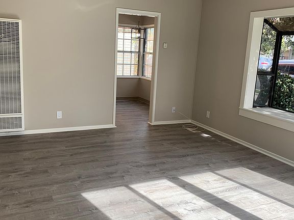 View of the living room as seen from the front door.