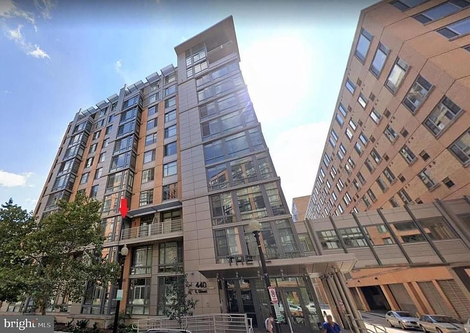 View from street. See red arrow for unit location.