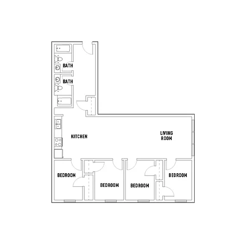 Floor plan 200 Stanton Ave - 4 Bed - 2 Bath - B - Unfurnished